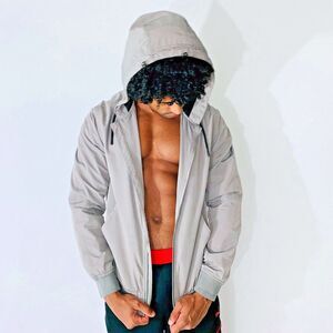 H&M Vintage Military Bomber Jacket Gray Silver Nylon Glanz Silky Small